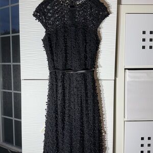 Calvin Klein Black Textured Midi Dress